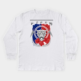 Philippine Headhunter/Tribal Art Tiger/Badlit word Pilipinas (Philippines) Kids Long Sleeve T-Shirt